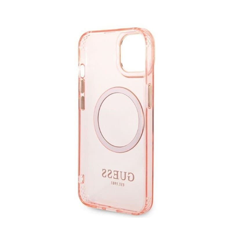 Guess Gold Outline Translucent MagSafe - Case for iPhone 14 Plus (Pink) - 7