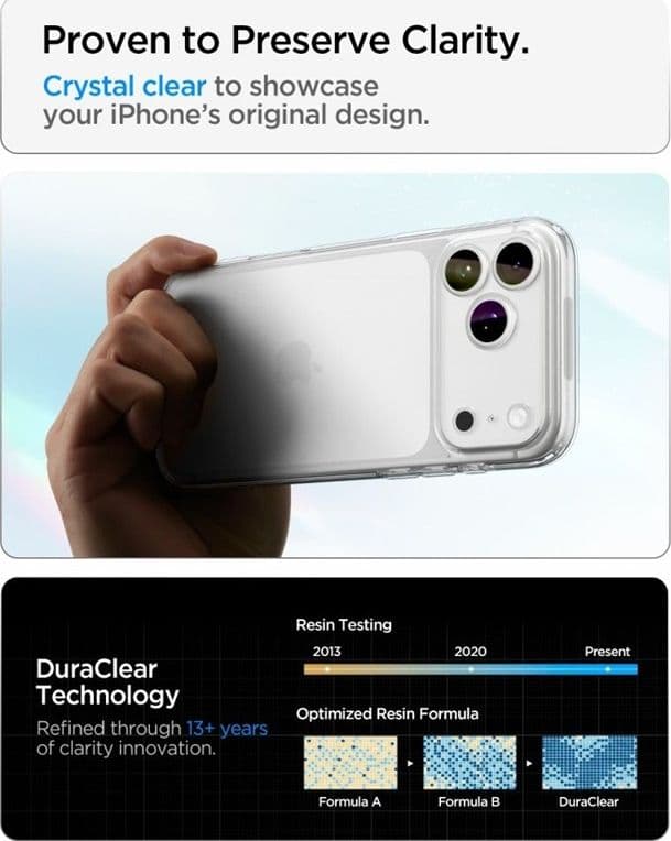 Spigen Ultra Hybrid - Custodia per iPhone 18 Pro Max / 17 Pro Max (Trasparente) - 6