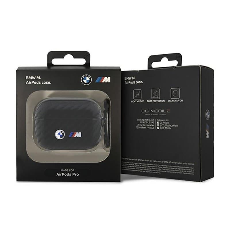 BMW Carbon Double Metal Logo - Case for Apple AirPods Pro (Black) - 3