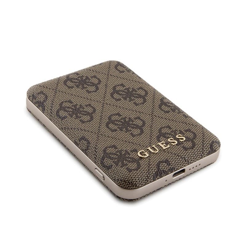 Guess Bundle Pack MagSafe 4G Metal Gold Logo - Case set + Power Bank 5000mAh MagSafe iPhone 15 Pro (brown) - 20