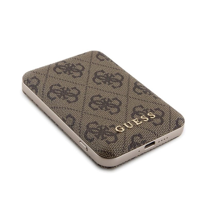 Guess Bundle Pack MagSafe 4G Metal Gold Logo - Case set + Power Bank 5000mAh MagSafe iPhone 15 Pro (brown) - 10