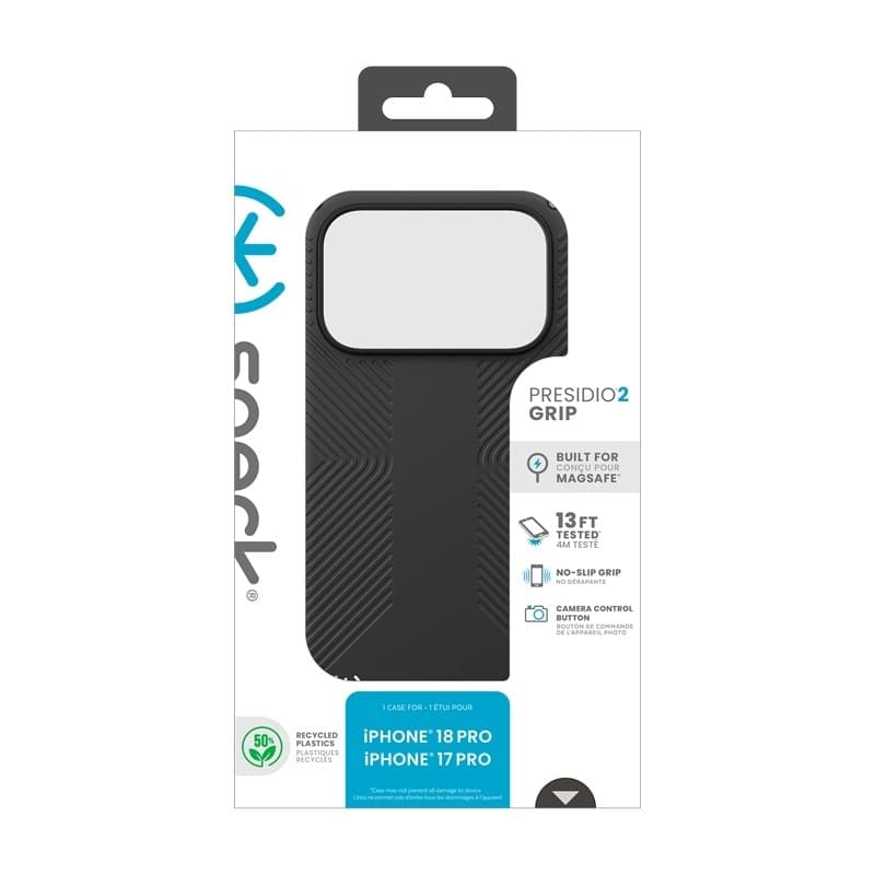 Custodia Speck Presidio2 Grip MagSafe per iPhone 18 Pro / 17 Pro (nera) - 15