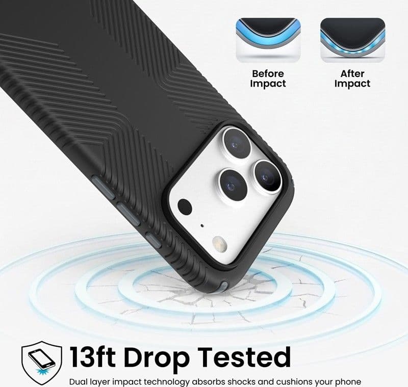 Custodia Speck Presidio2 Grip MagSafe per iPhone 18 Pro / 17 Pro (nera) - 8