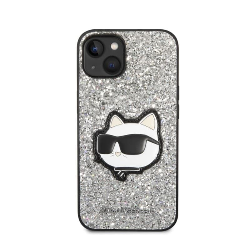 Karl Lagerfeld NFT Glitter Choupette Patch- Case for iPhone 14 Plus (Silver) - 3