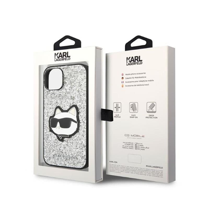 Karl Lagerfeld NFT Glitter Choupette Patch- Case for iPhone 14 Plus (Silver) - 8
