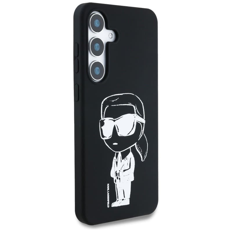 Karl Lagerfeld Silicone Graffiti Ikonik Printed Logo MagSafe - Case for Samsung Galaxy S25 (Black) - 4