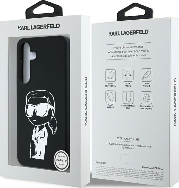 Karl Lagerfeld Silicone Graffiti Ikonik Printed Logo MagSafe - Case for Samsung Galaxy S25 (Black) - 8