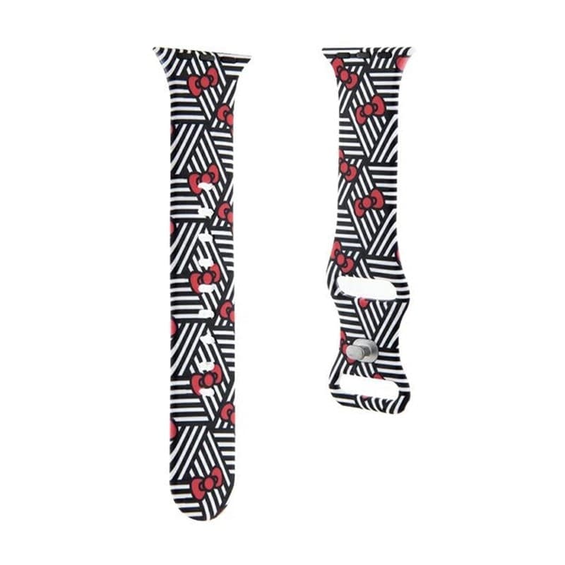 Hello Kitty Silicone Bows & Stripes - Strap for Apple Watch 38/40/41 mm (black) - 3