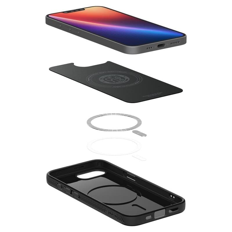 Spigen Liquid Air Mag MagSafe - Custodia per iPhone 17e / 16e (nero opaco) - 7