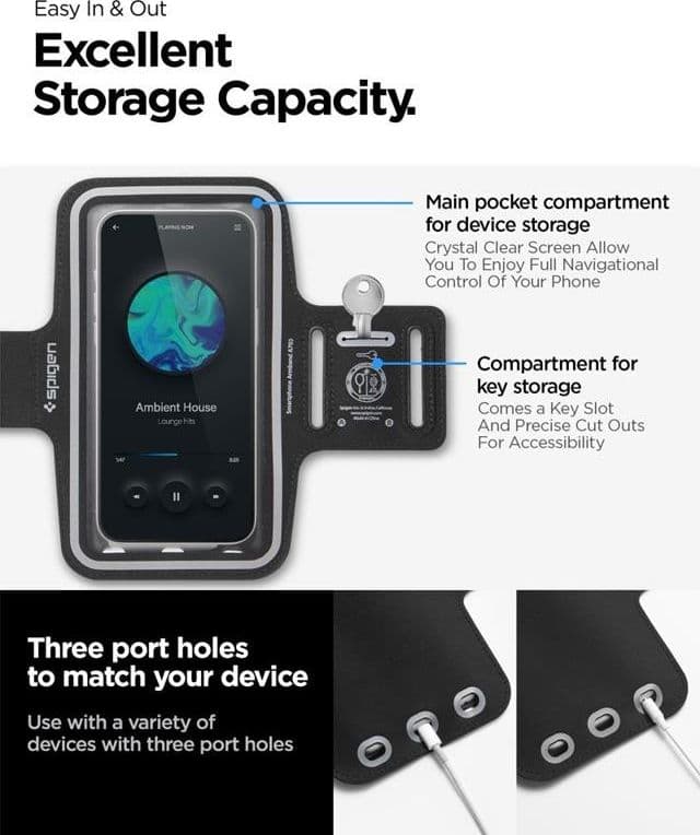 Spigen A703 Dynamic Shield Armband - Case / Sports shoulder band for smartphone up to 6.9" (black) - 6