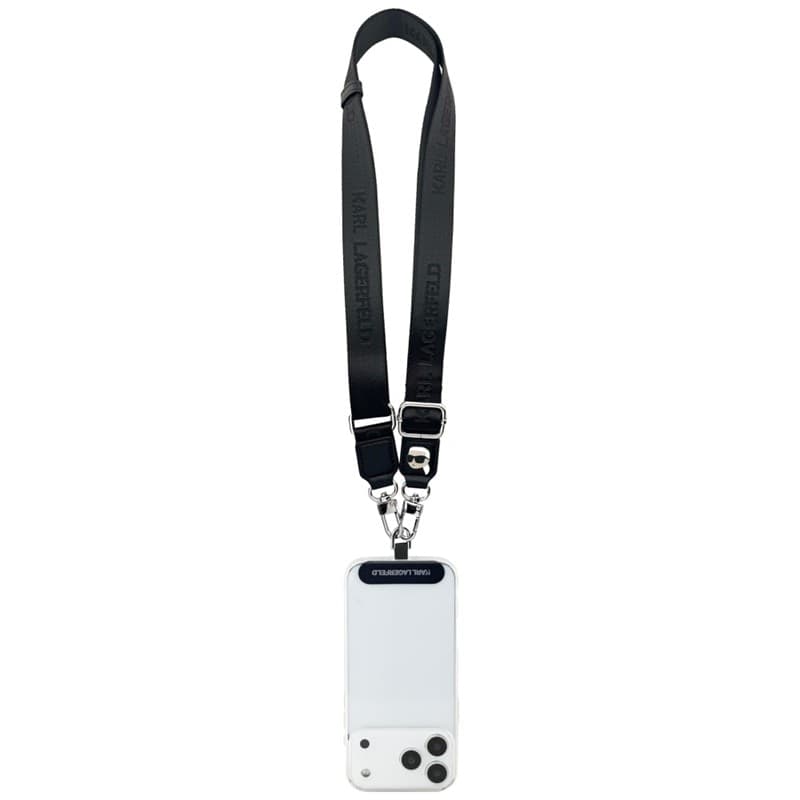 Karl Lagerfeld Universal Crossbody Strap Tether Patch Karl Metal Logo - Universal Phone Strap / Lanyard (Black) - 3