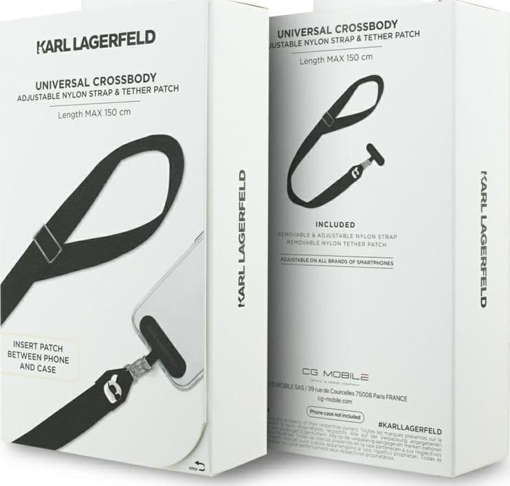 Karl Lagerfeld Universal Crossbody Strap Tether Patch Karl Metal Logo - Universal Phone Strap / Lanyard (Black) - 4