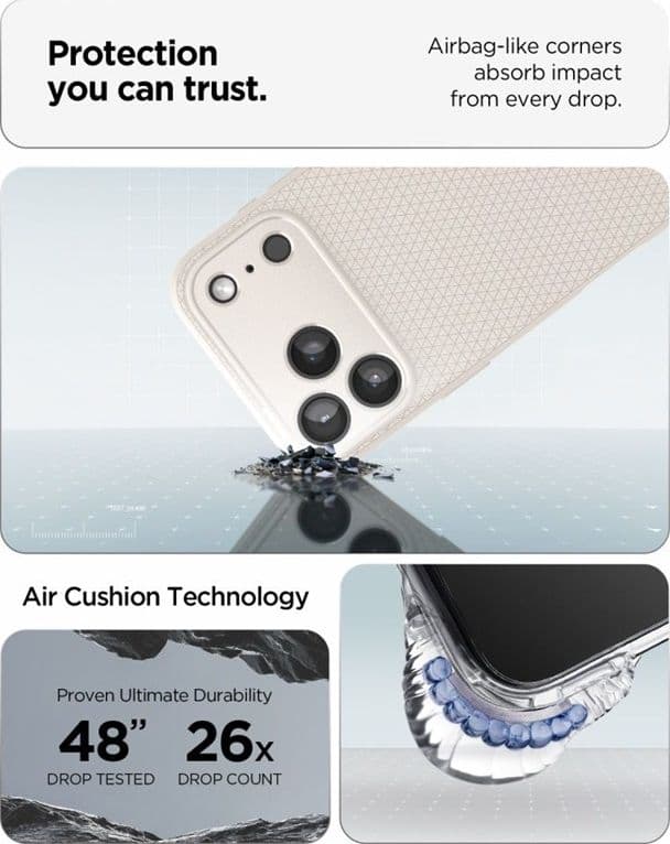 Spigen Liquid Air - Custodia per iPhone 18 Pro / 17 Pro (Titanio Naturale) - 7