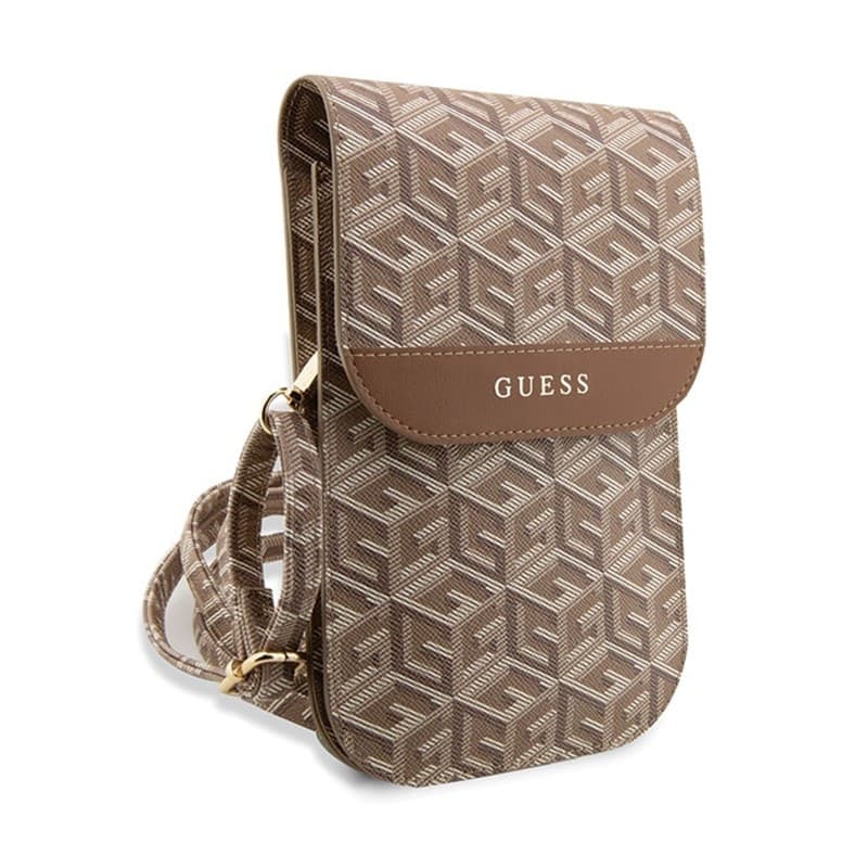 Guess GCube Stripe Phone Bag - Bag with smartphone compartment (Brown) - 3