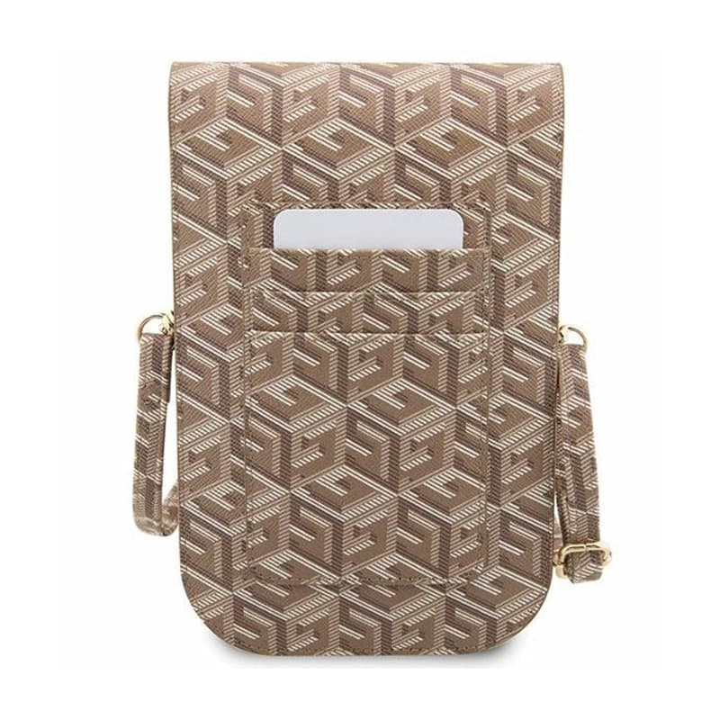 Guess GCube Stripe Phone Bag - Bag with smartphone compartment (Brown) - 5