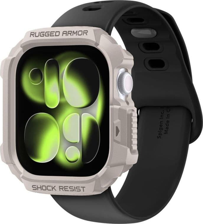 Spigen Rugged Armor V2 - Custodia per Apple Watch 10/11 42 mm (Dune Beige) - 3