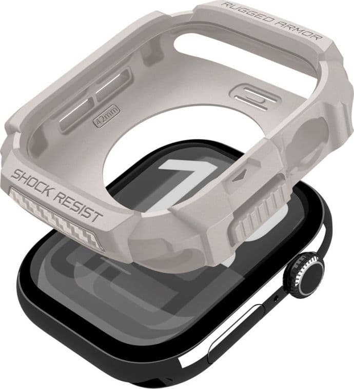Spigen Rugged Armor V2 - Custodia per Apple Watch 10/11 42 mm (Dune Beige) - 9