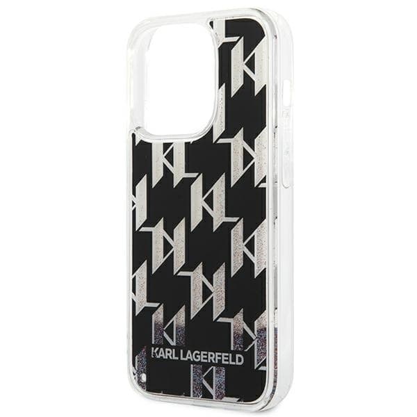 Karl Lagerfeld Monogram Liquid Glitter - Case for iPhone 14 Pro (Black) - 6
