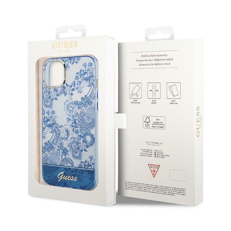 Guess Porcelain Collection - Case for iPhone 14 Plus (Blue) - 8