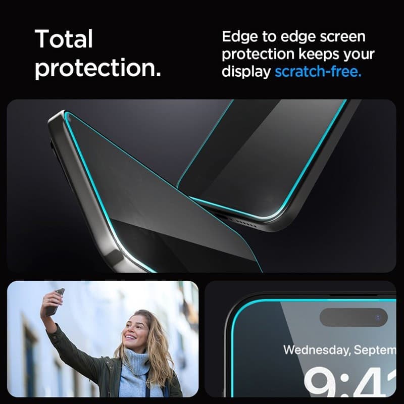 Spigen GLAS.TR EZ FIT Privacy - Tempered glass with privacy filter for iPhone 15 Plus / 16 Plus - 7