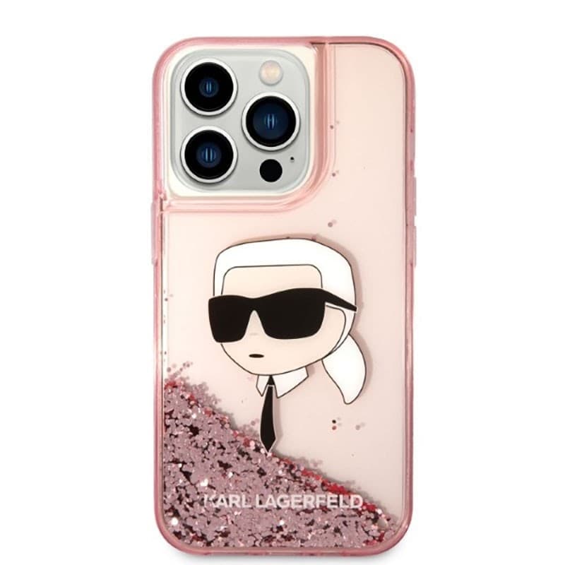 Karl Lagerfeld Liquid Glitter NFT Karl's Head - Case for iPhone 14 Pro (Pink) - 3