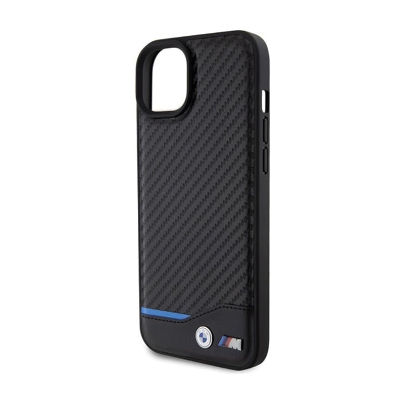 BMW Leather Carbon Blue Line - Case for iPhone 15 Plus (black) - 6