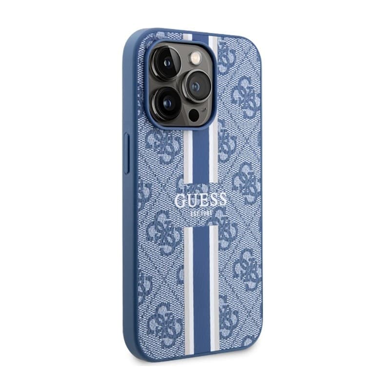 Guess 4G Printed Stripes MagSafe - Case for iPhone 14 Pro (Blue) - 4