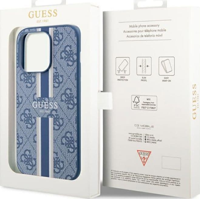 Guess 4G Printed Stripes MagSafe - Case for iPhone 14 Pro (Blue) - 8