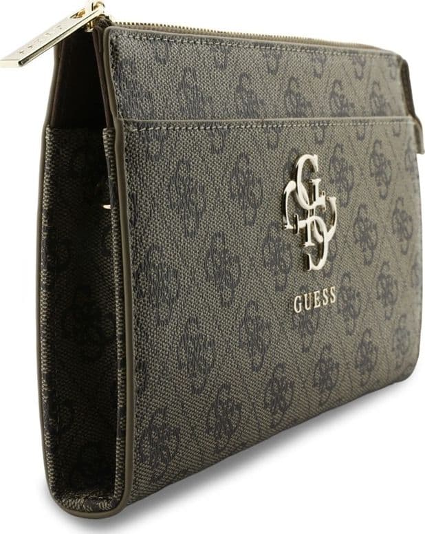 Pochette per cellulare Guess 4G con logo grande - Borsa a mano per cellulare (marrone) - 3