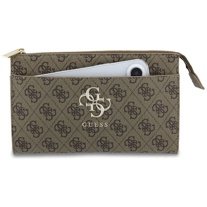 Pochette per cellulare Guess 4G con logo grande - Borsa a mano per cellulare (marrone) - 5