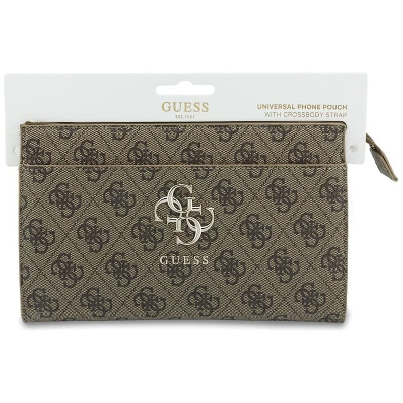 Pochette per cellulare Guess 4G con logo grande - Borsa a mano per cellulare (marrone) - 7