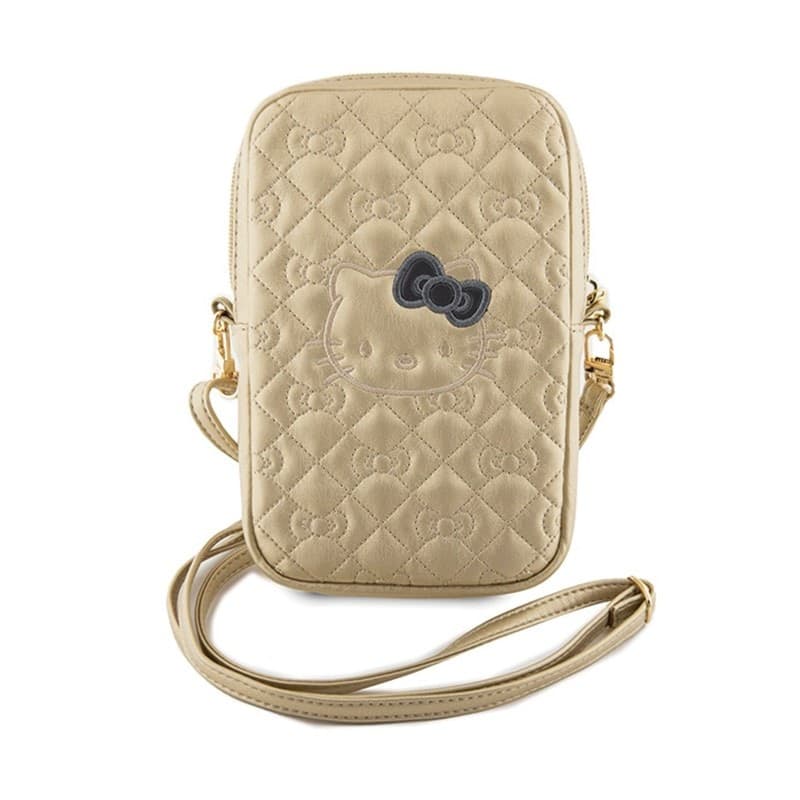 Hello Kitty Quilted Bows Strap - Crossbody bag for phone (gold) - 2