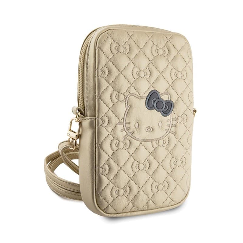 Hello Kitty Quilted Bows Strap - Crossbody bag for phone (gold) - 3
