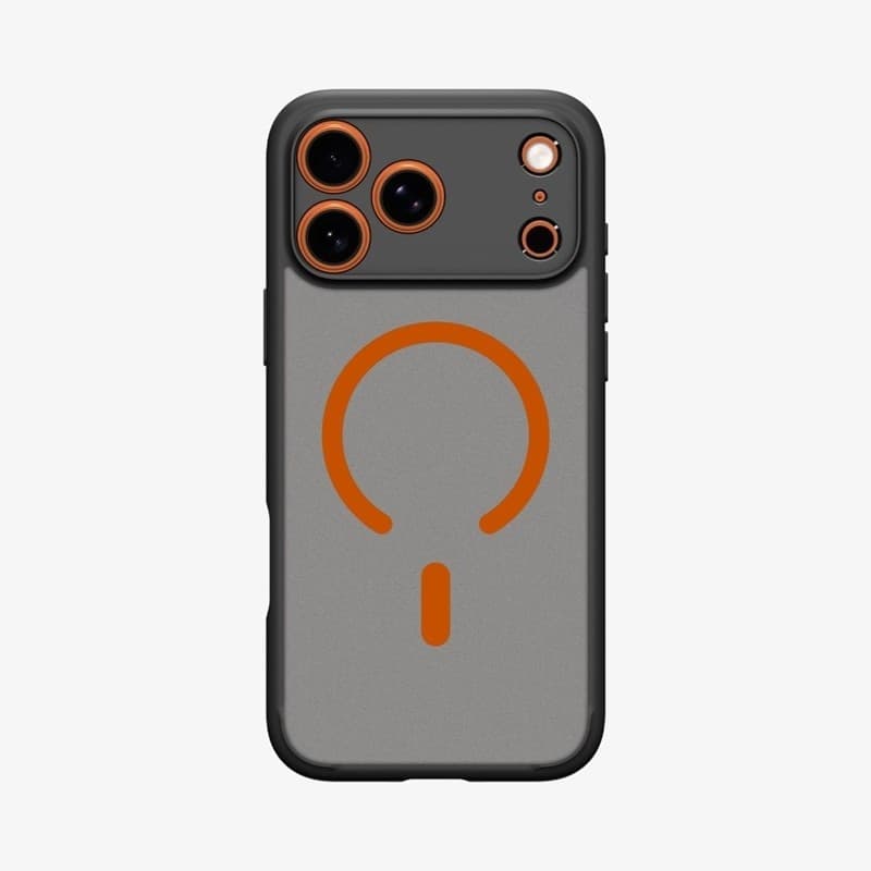 Spigen Ultra Hybrid Mag MagSafe - Custodia per iPhone 17 Pro Max (Nero Frost / Arancione) - 2