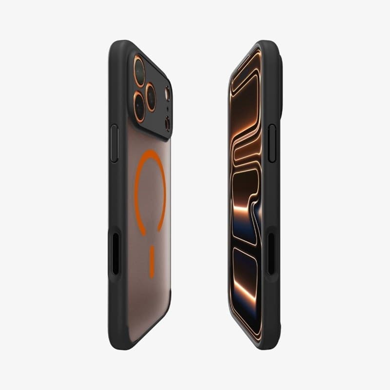 Spigen Ultra Hybrid Mag MagSafe - Custodia per iPhone 17 Pro Max (Nero Frost / Arancione) - 6