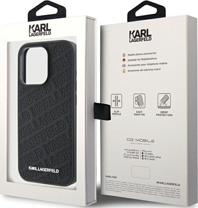 Karl Lagerfeld Quilted K Pattern - iPhone 15 Pro Case (Black) - 8