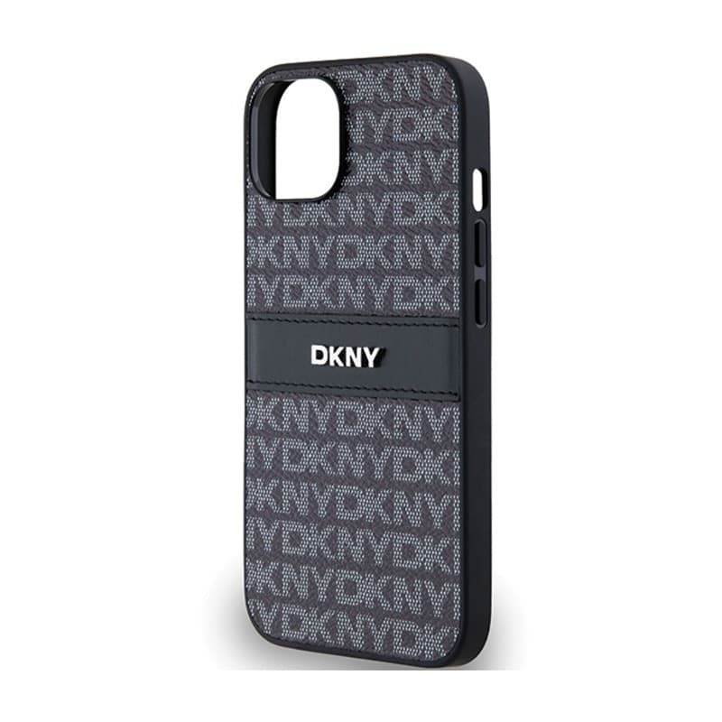 DKNY Leather Mono Stripe & Metal Logo - Case for iPhone 15 Plus / 14 Plus (black) - 6