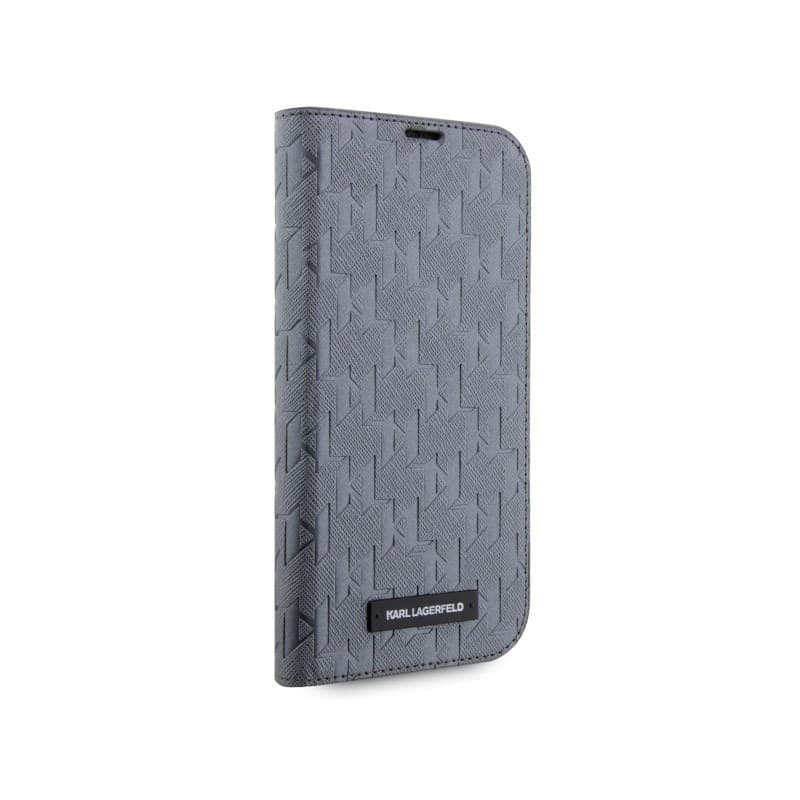 Karl Lagerfeld Booktype Saffiano Monogram - Case for iPhone 14 (Grey) - 5