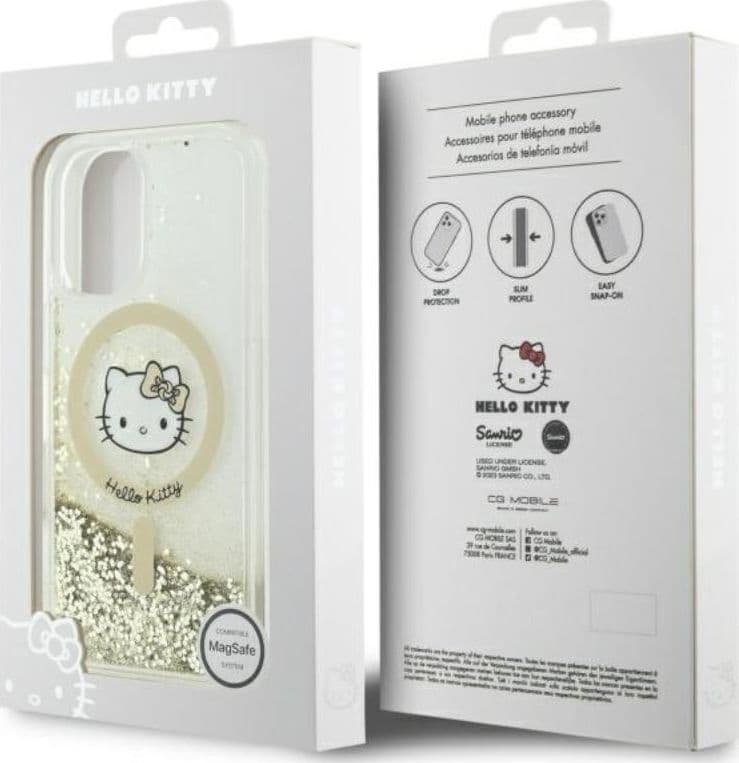 Hello Kitty Liquid Glitter Fever MagSafe - Case for iPhone 16 (white/gold) - 8