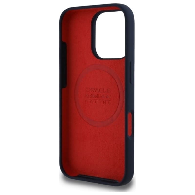 Custodia MagSafe in silicone con logo orizzontale Red Bull per iPhone 16 Pro Max (blu navy) - 7