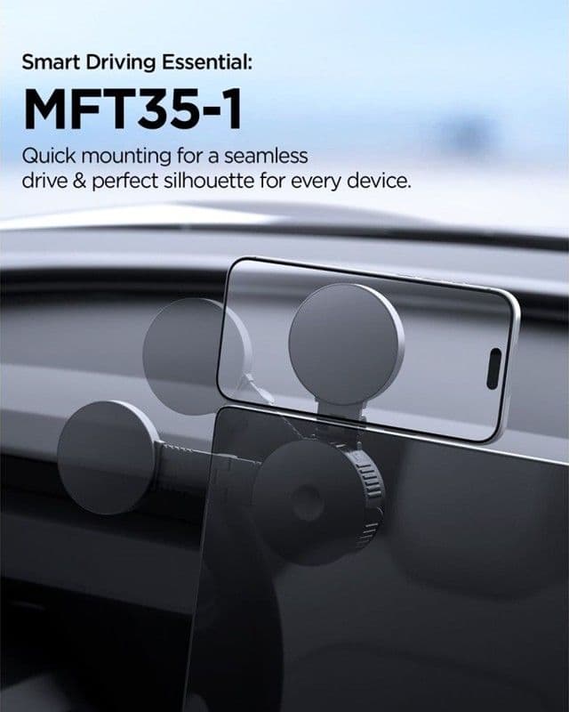 Spigen MFT35-1 Supporto magnetico per cruscotto, parabrezza e schermo auto - Supporto magnetico per auto MagSafe (nero) - 7