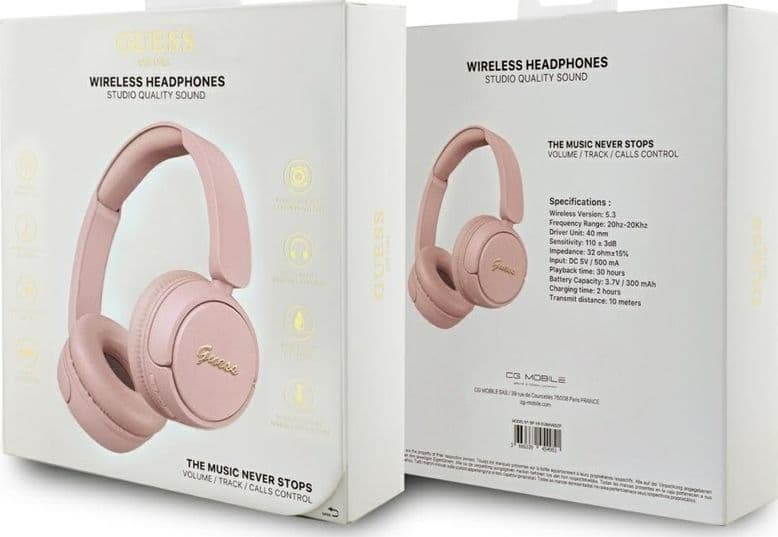 Guess Metal Logo Script - Wireless Over-Ear Headphones Bluetooth V5.3 (pink) - 4