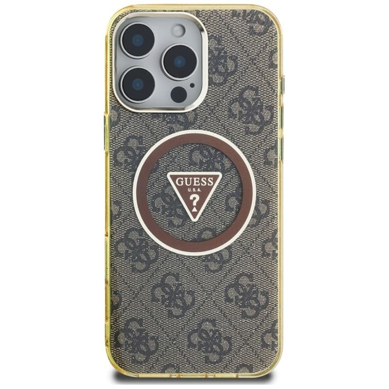 Guess IML Metal Glitter 4G Circle Triangle MagSafe - Case for iPhone 16 Pro Max (brown) - 3