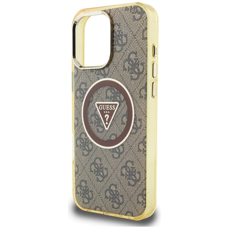 Guess IML Metal Glitter 4G Circle Triangle MagSafe - Case for iPhone 16 Pro Max (brown) - 6