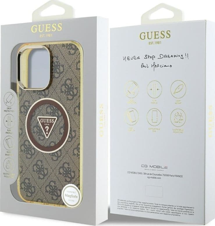 Guess IML Metal Glitter 4G Circle Triangle MagSafe - Case for iPhone 16 Pro Max (brown) - 8