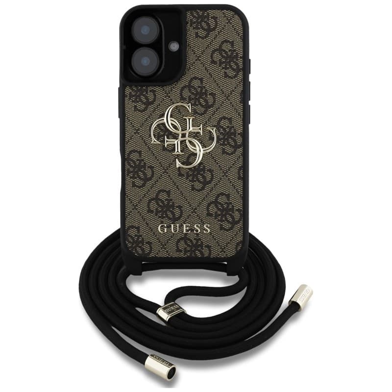 Guess 4G Big Logo Cord Strap Crossbody - Case for iPhone 16 Plus (brown) - 2