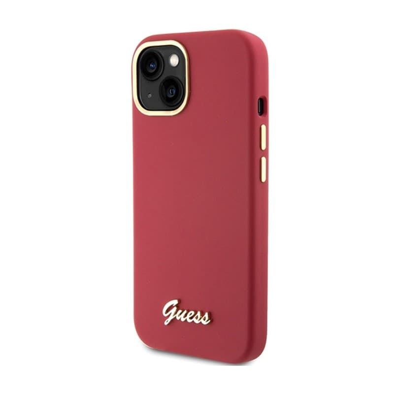 Guess Silicone Script Metal Logo & Frame - iPhone 15 Case (magenta) - 2