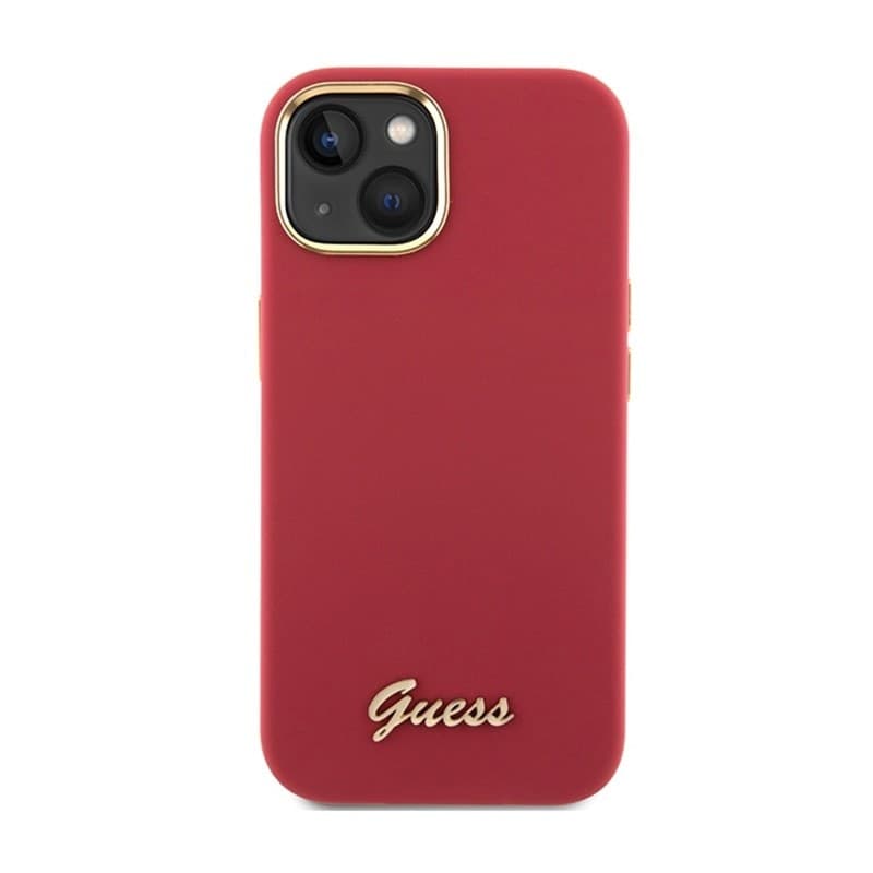 Guess Silicone Script Metal Logo & Frame - iPhone 15 Case (magenta) - 3