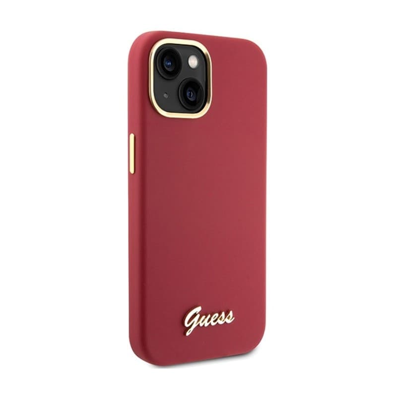Guess Silicone Script Metal Logo & Frame - iPhone 15 Case (magenta) - 4