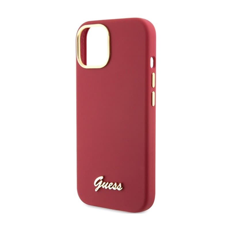 Guess Silicone Script Metal Logo & Frame - iPhone 15 Case (magenta) - 6